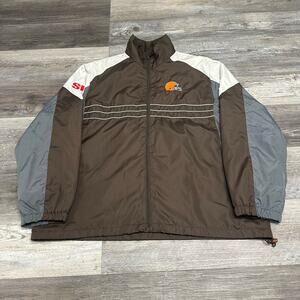 Reebok NFL Cleveland Browns Brown Gray White Mens XL Football Windbreaker Jacket